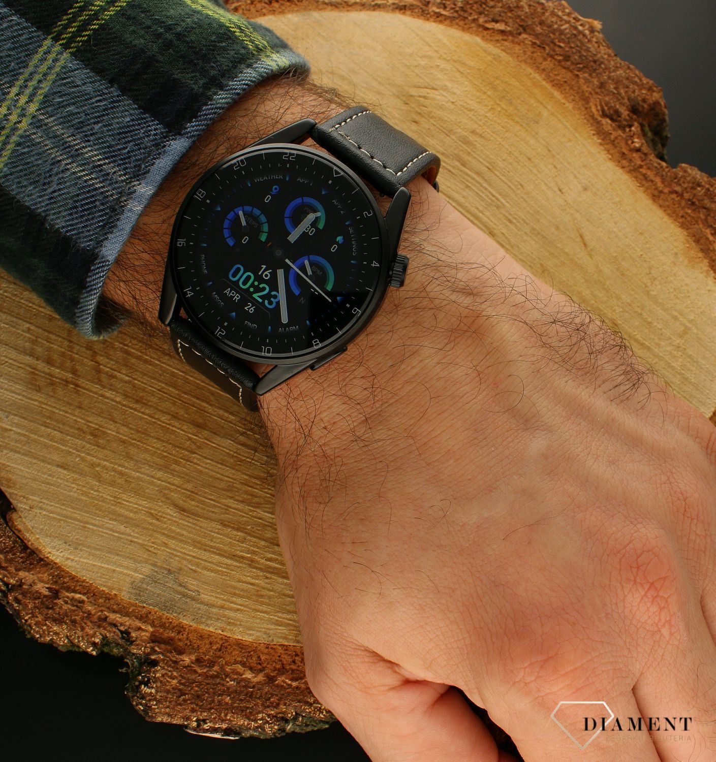 Zegarek Smartwatch Rubicon zestaw z dwoma paskami Rozmowy telefoniczne RNCE78 czarny czarna skóra + . Smartwach Rubicon sportowy zegarek.  (1).jpg